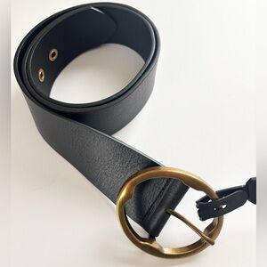Black Vegan Leather Gold Buckle Belt